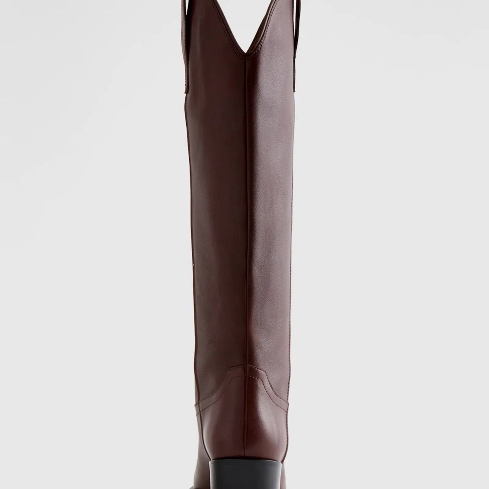 Quince Italian Leather Tall Western Boot in Espresso brown Size 8 - Picture 5 of 10